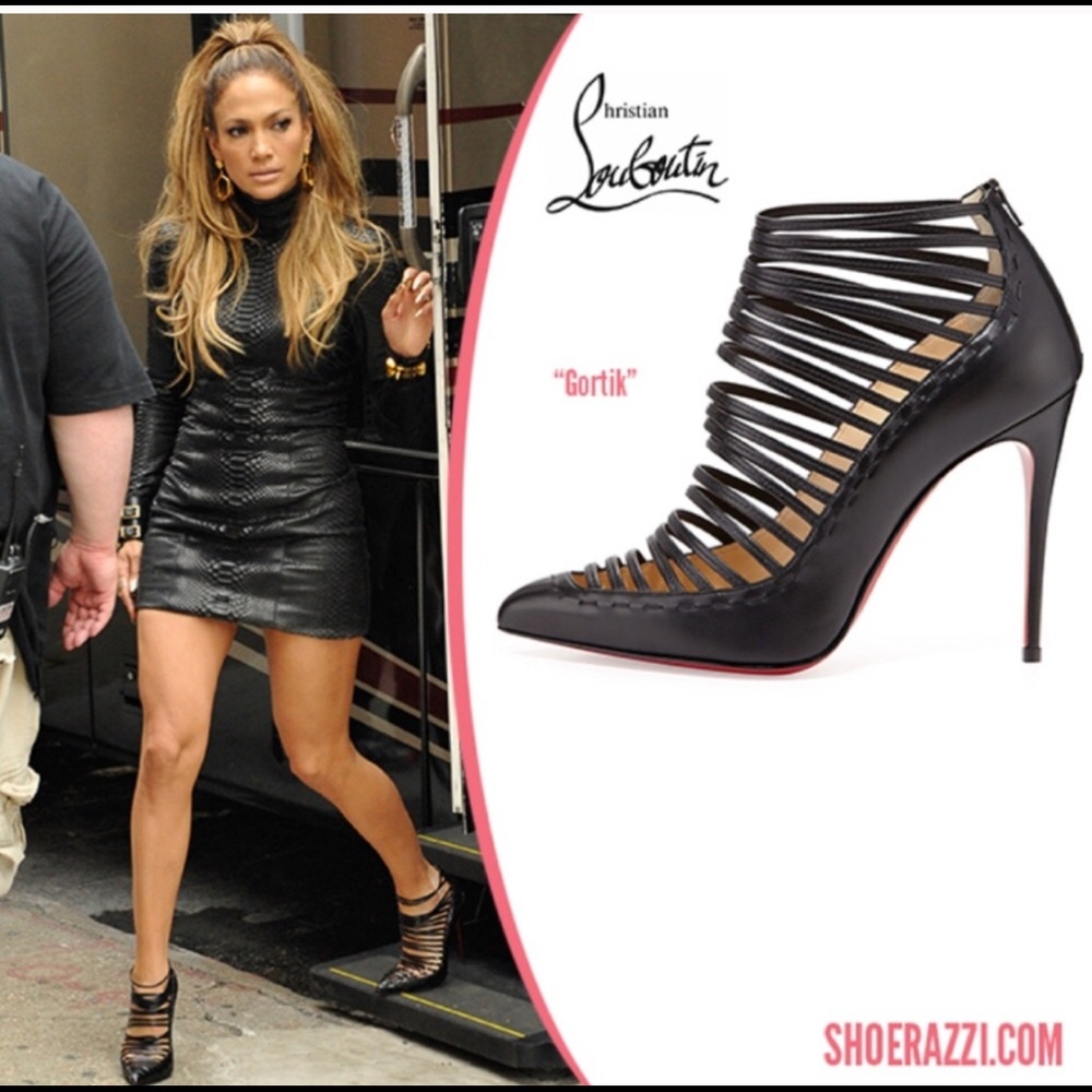 Christian louboutin black gold pointed toe❤️